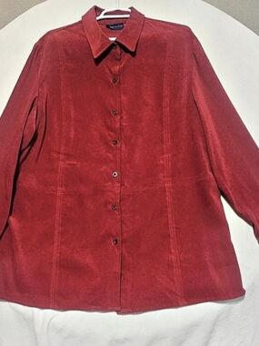 Karen Scott Burgundy Button Down Long Sleeve XL
